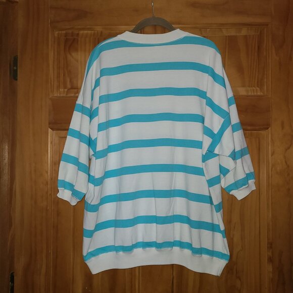 contrasts White with Teal Stripes 3/4 Sleeve Top - Picture 2 of 2